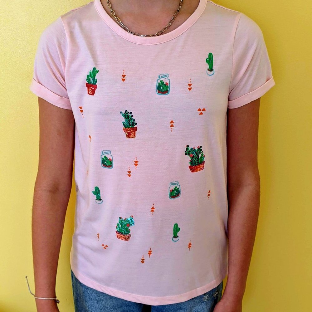 Girl's Mudd Pink Cactus Tee